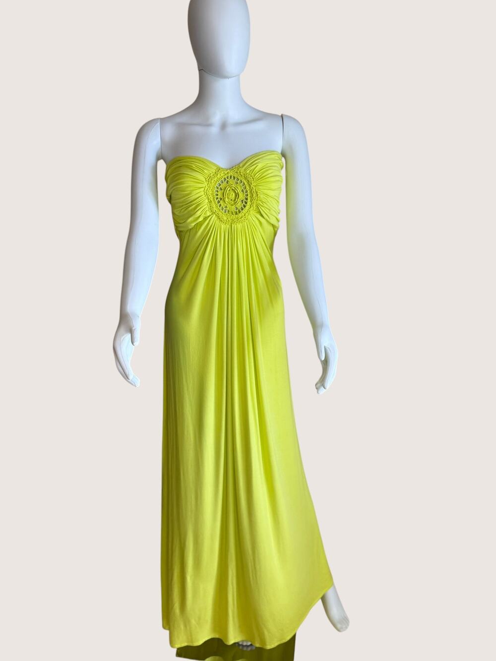 Sky Brand Strapless Maxi Dress Crochet Medallion Ruched Resort Dress Size L